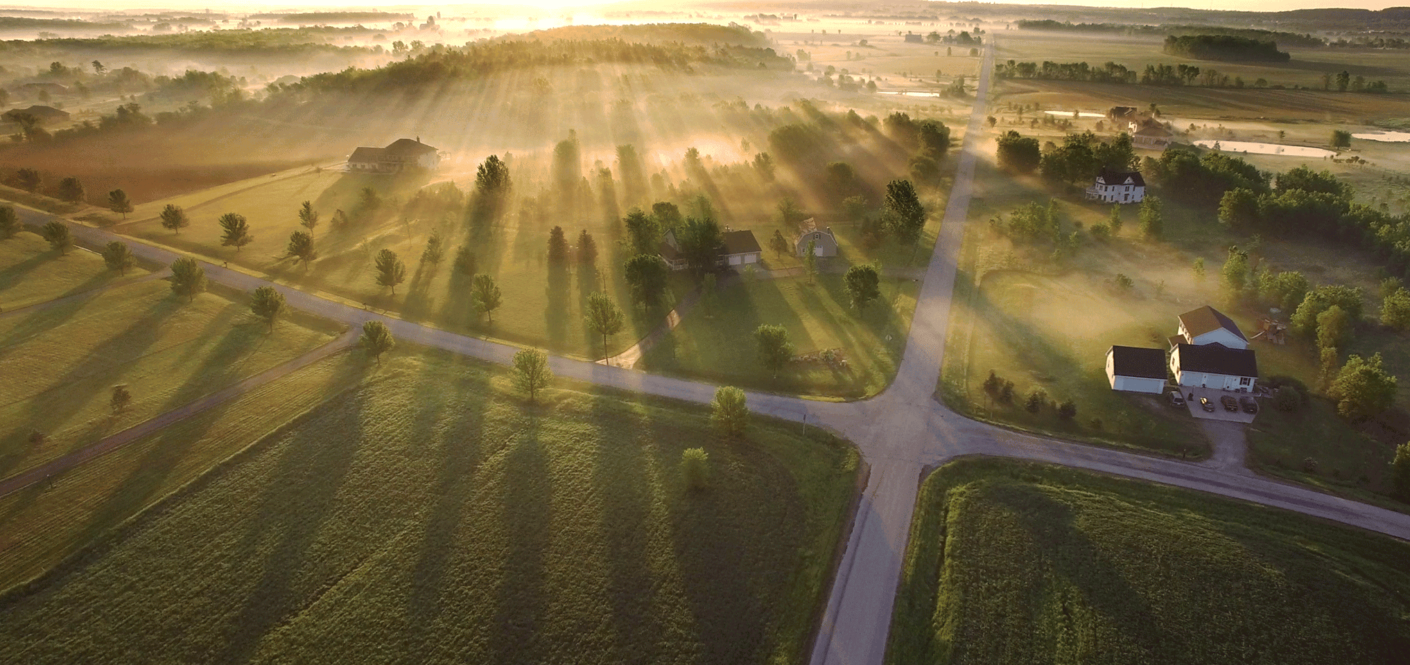 Aerial view of a neighborhood