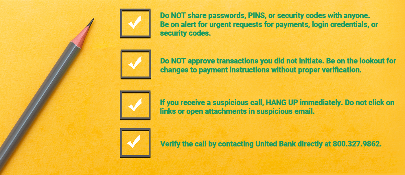 Check List image outlining tips to keep business safe from scams