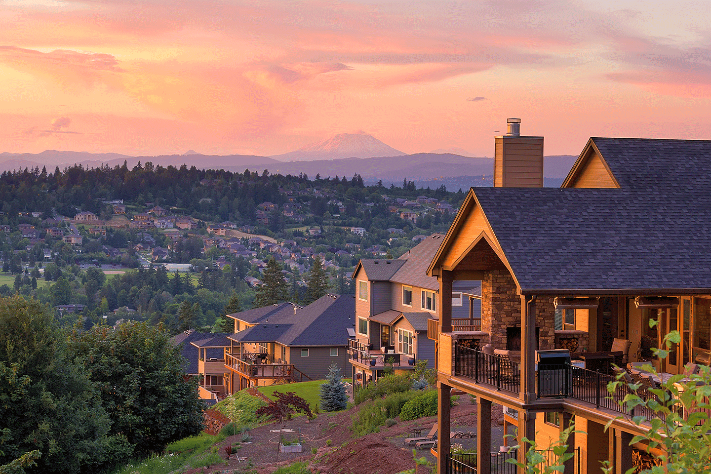 Aerial view of a neighborhood