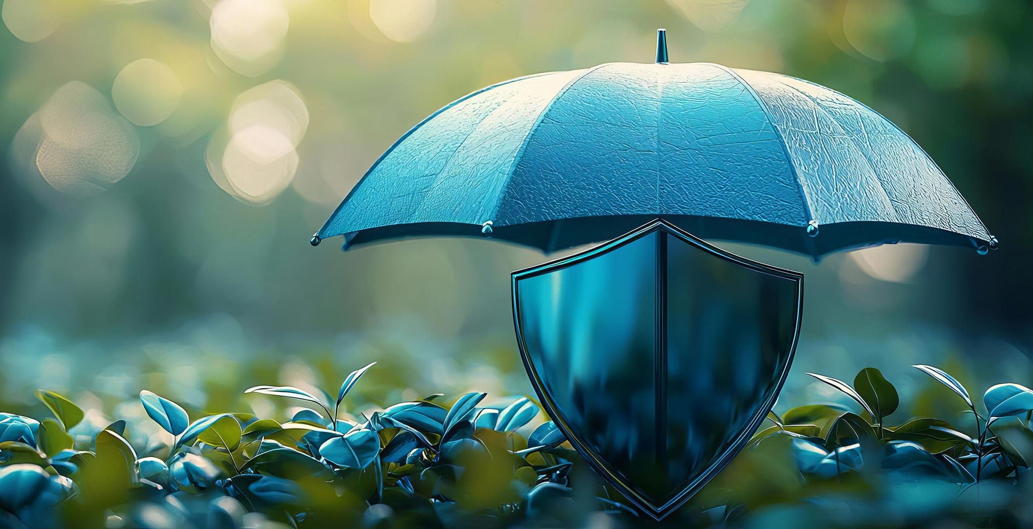 Life insurance umbrella, abstract shield, corporate protection, coverage, 3D illustration