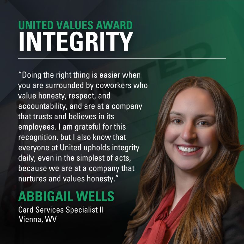 United Values Award Integrity Abbigail Wells