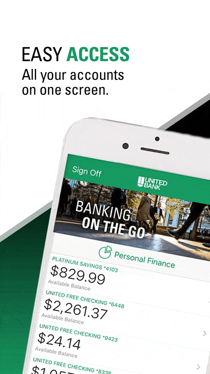 mobile banking screens