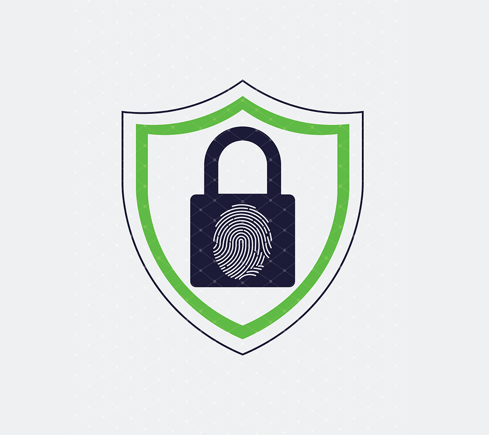 shield icon with lock and fingerprint