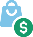 Icon of change purse and dollar sign